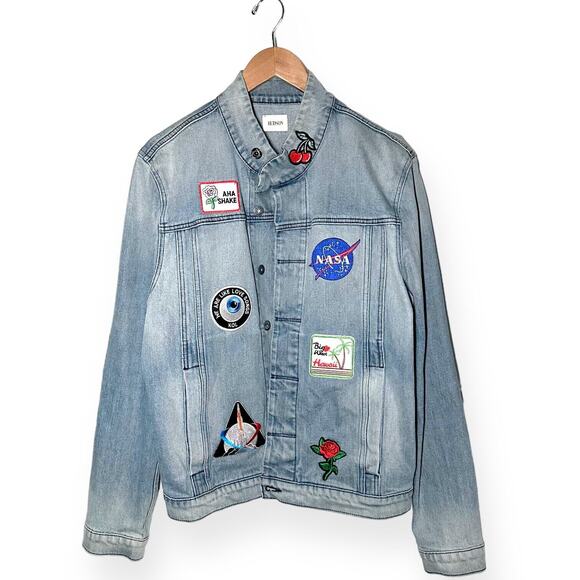 Rare HUDSON JEANS Motorcycle Denim Jacket Embroidered Hipster Trucker Western - Picture 7 of 13